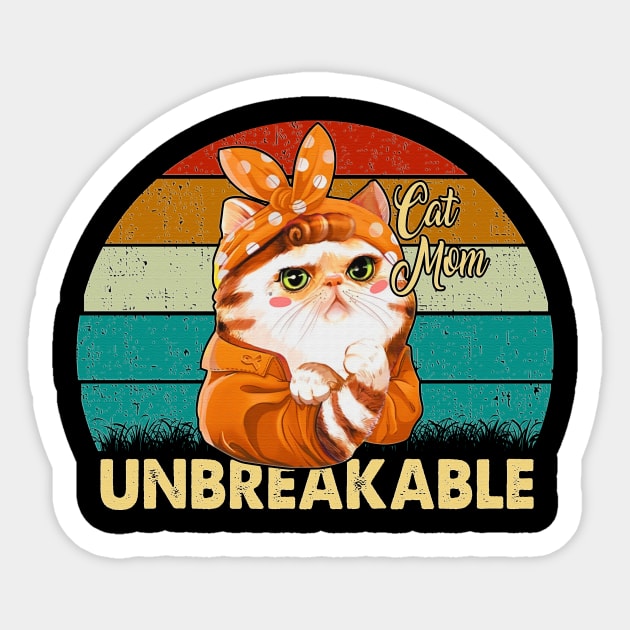 Unbreakable cat mom vintage funny gift Sticker by boltongayratbek